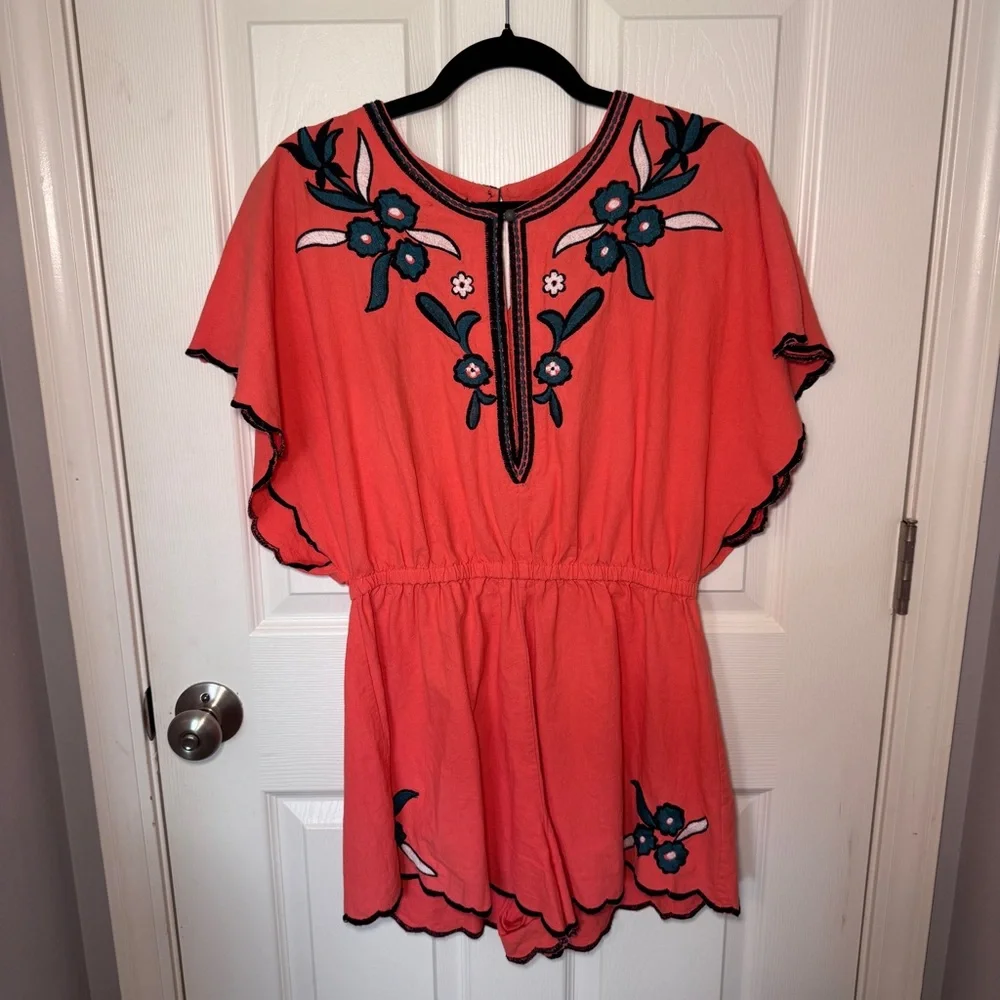 Free People Sophia Embroidered Romper
